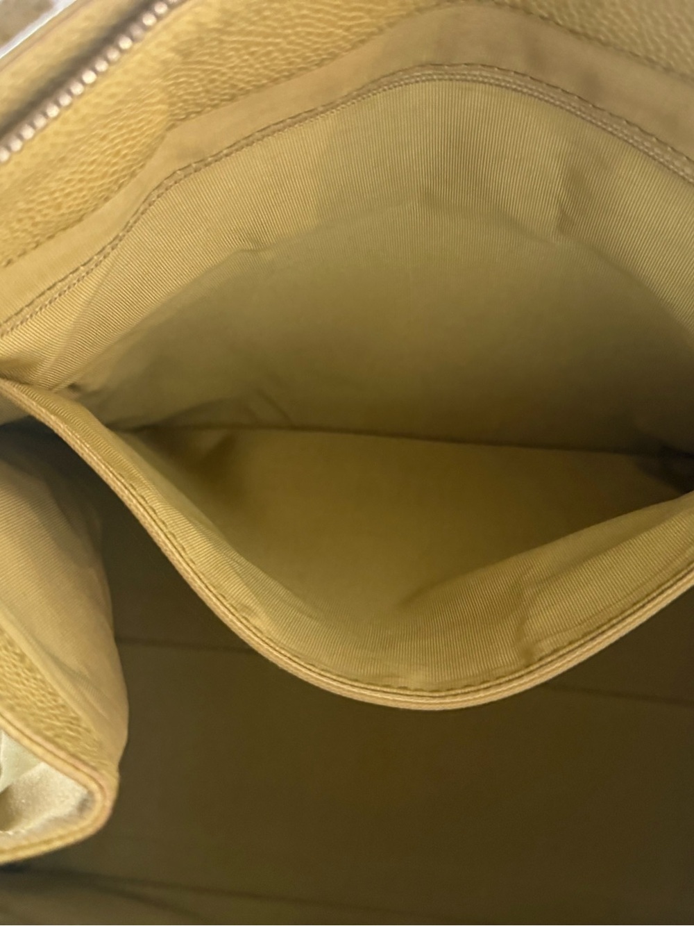 CHANEL CC Caviar Leather Zip Tote Shoulder Gold Beige Large - Picture 8 of 16